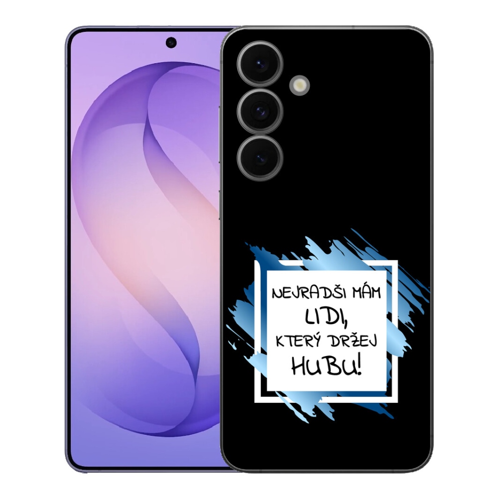 Gélový kryt mmCase na Samsung Galaxy S26 FE - vtipný text 7 bieločierne pozadie