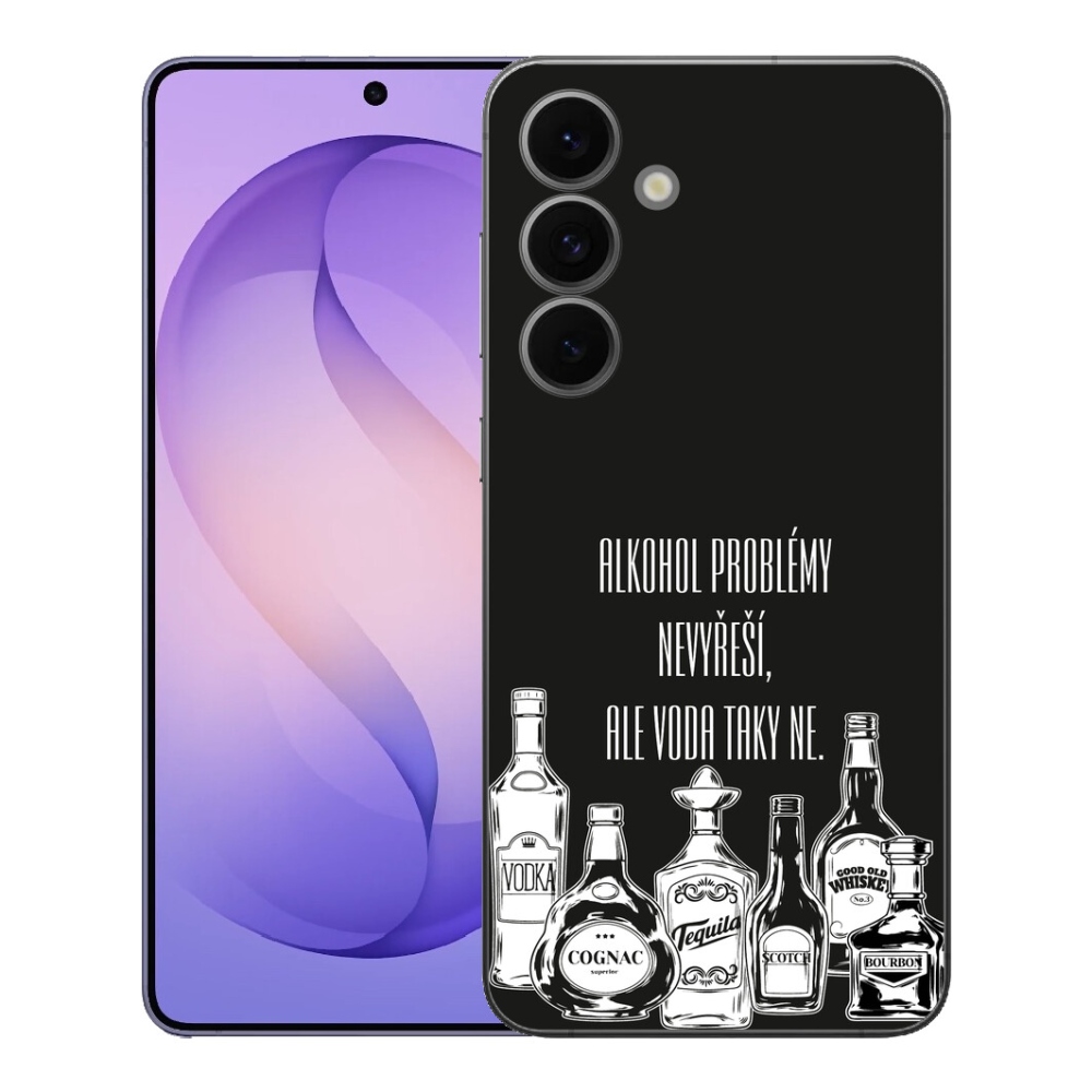 Gélový kryt mmCase na Samsung Galaxy S26 FE - vtipný text čierne pozadie