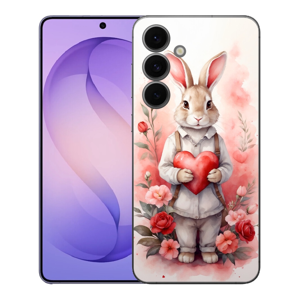 Gélový kryt mmCase na Samsung Galaxy S26 FE - zajac so srdiečkom