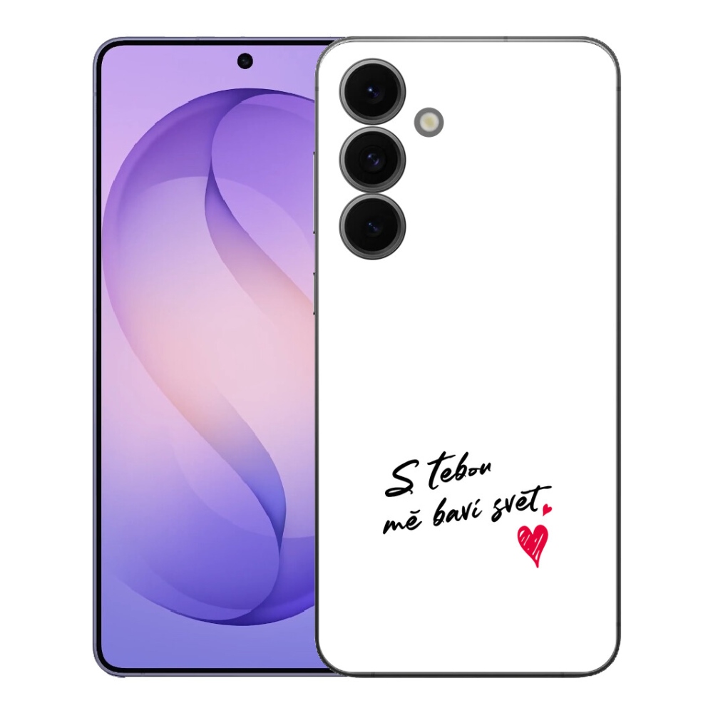 Gélový kryt mmCase na Samsung Galaxy S26 FE - zamilovaný text 1 biele pozadie