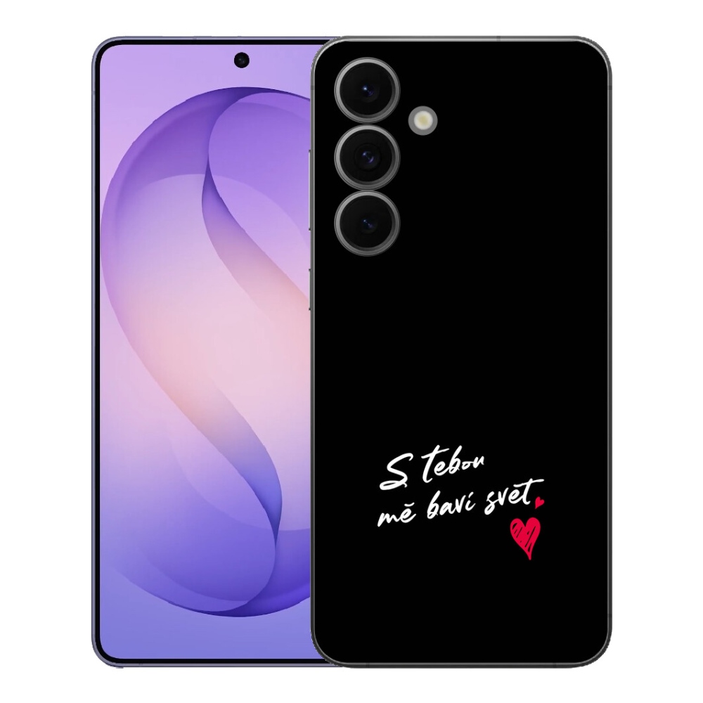 Gélový kryt mmCase na Samsung Galaxy S26 FE - zamilovaný text 1 čierne pozadie