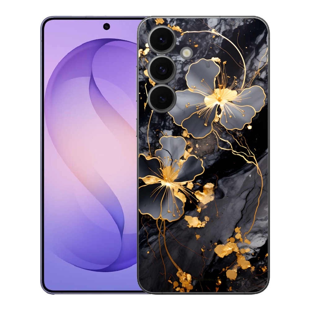 Gélový kryt mmCase na Samsung Galaxy S26 FE - zlaté kvety