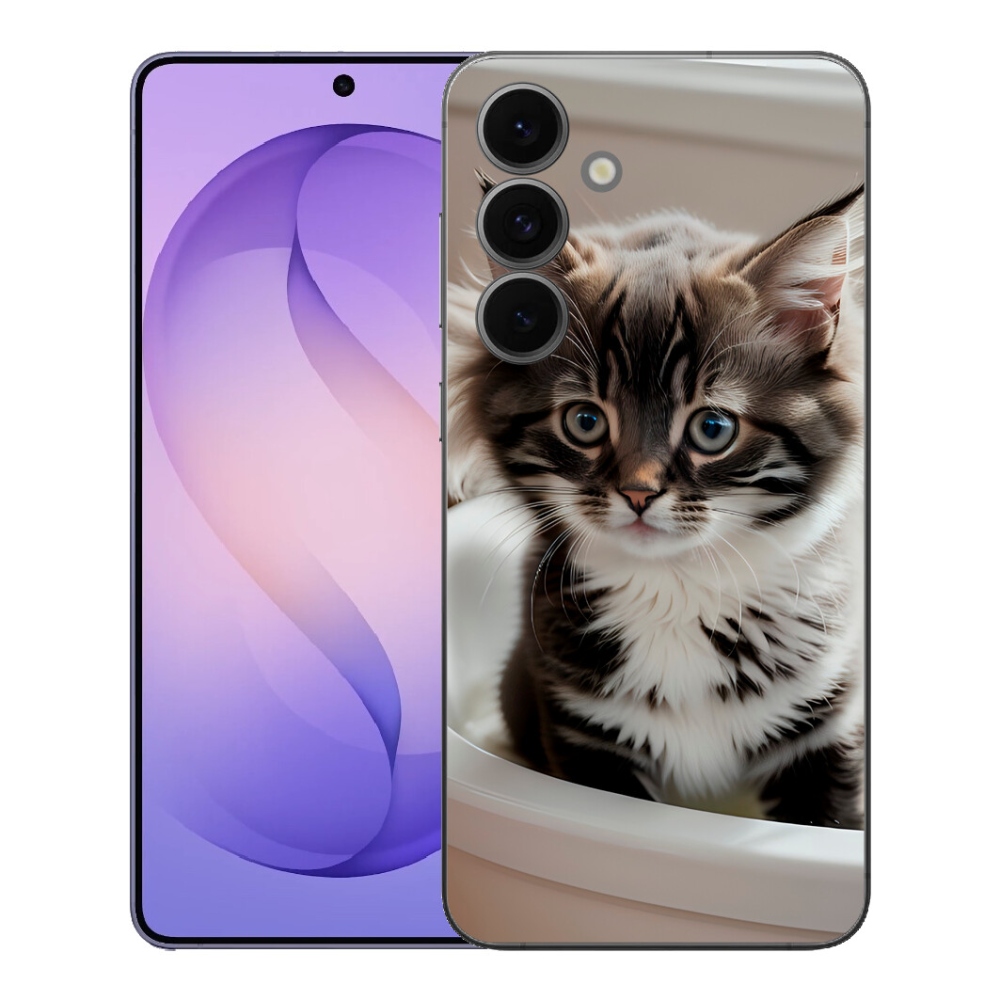 Gélový kryt mmCase na Samsung Galaxy S26 FE - zvedavé mačiatko
