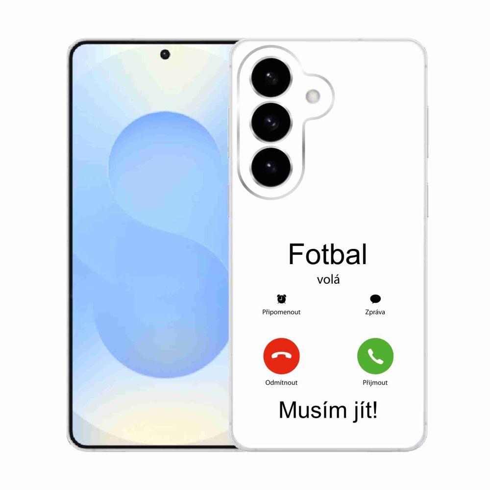 Gélový kryt mmCase na Samsung Galaxy S26 - futbal volá biele pozadie