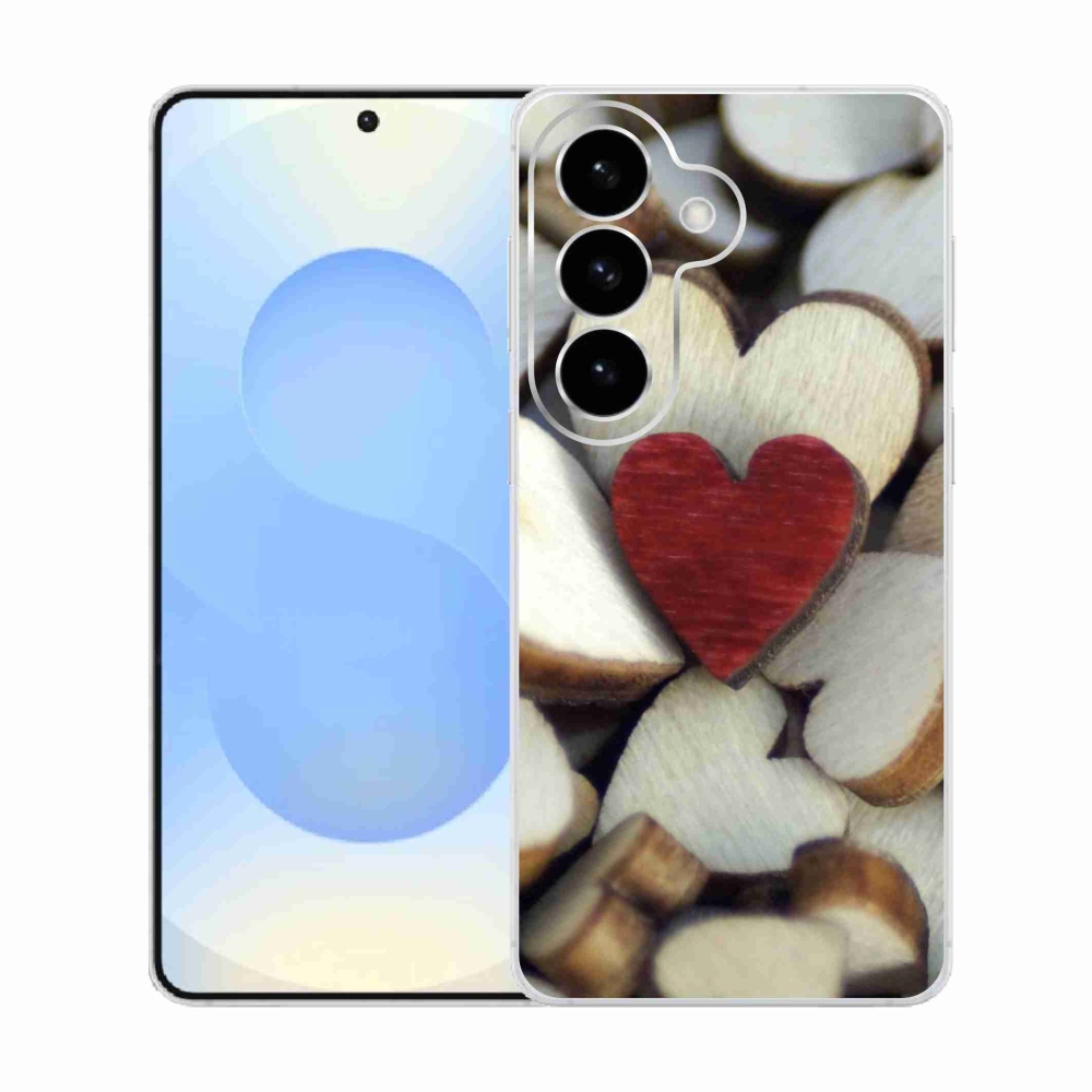 Gélový kryt mmCase na Samsung Galaxy S26 - gravírované červené srdce