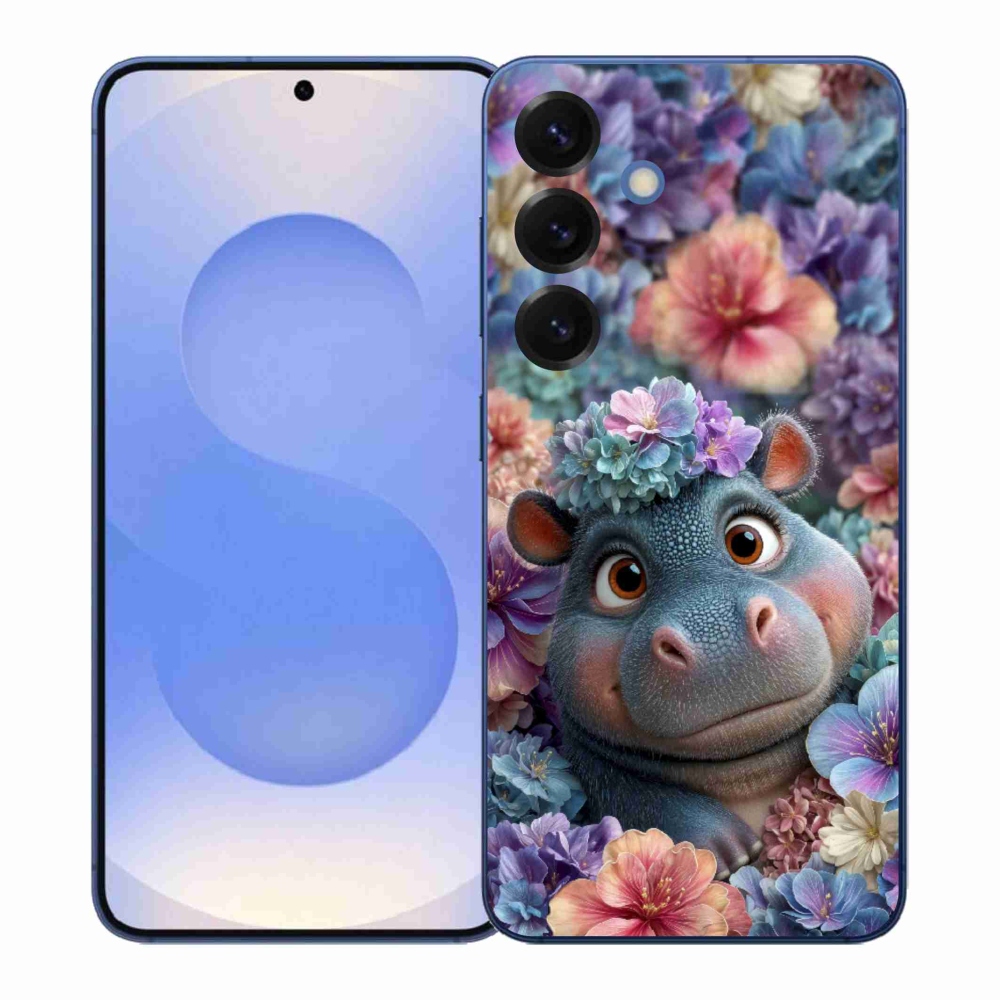 Gélový kryt mmCase na Samsung Galaxy S26+ - hrošík v kvetoch