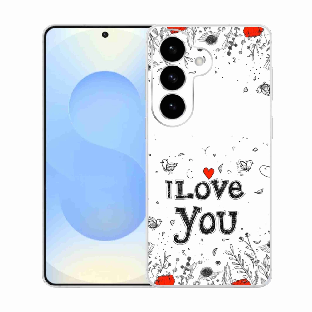 Gélový kryt mmCase na Samsung Galaxy S26 - I love you biele pozadie