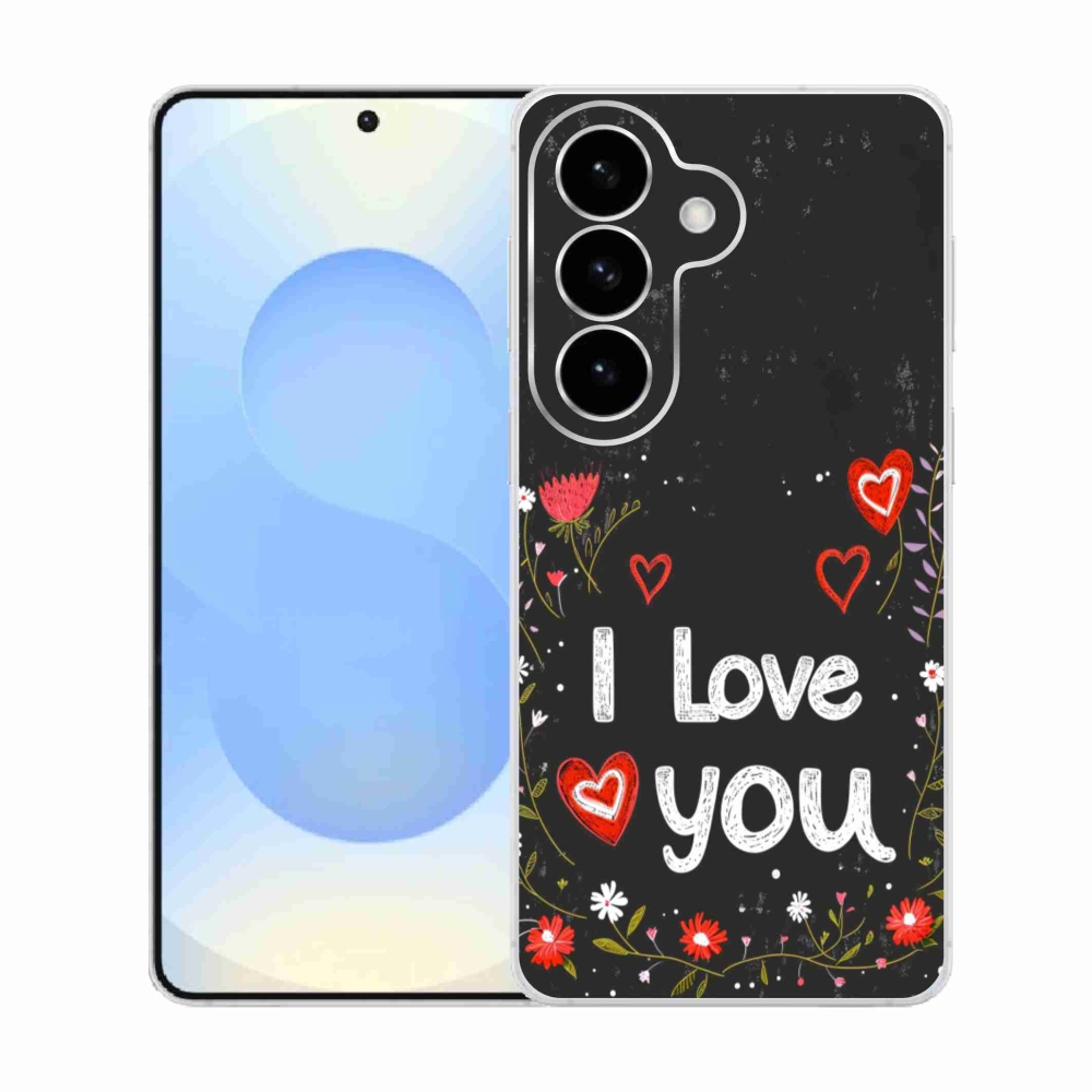 Gélový kryt mmCase na Samsung Galaxy S26 - I love you čierne pozadie