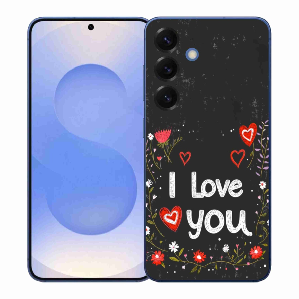 Gélový kryt mmCase na Samsung Galaxy S26+ - I love you čierne pozadie