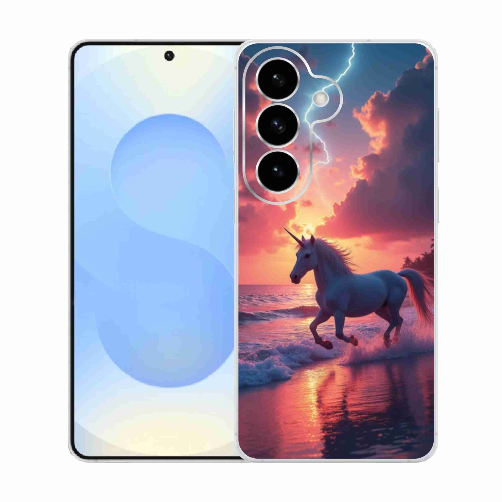 Gélový kryt mmCase na Samsung Galaxy S26 - jednorožec na pláži