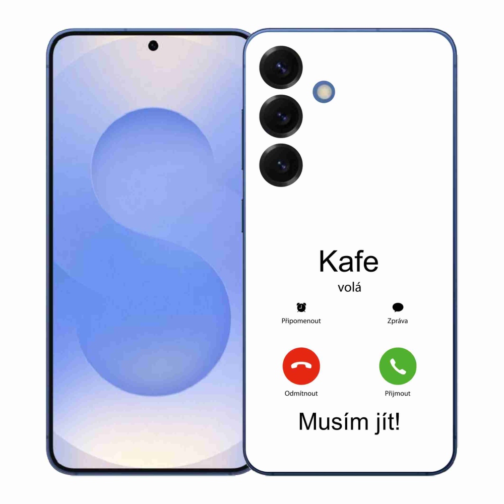 Gélový kryt mmCase na Samsung Galaxy S26+ - kafe volá biele pozadie