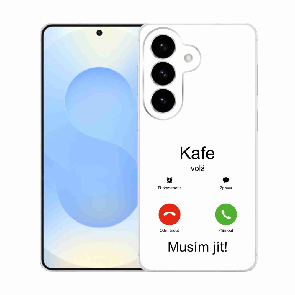 Gélový kryt mmCase na Samsung Galaxy S26 - káva volá biele pozadie