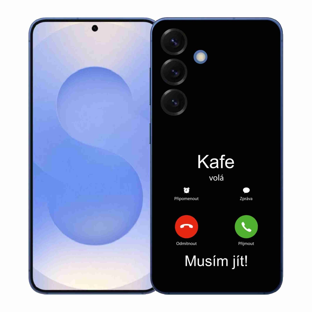 Gélový kryt mmCase na Samsung Galaxy S26+ - kafe volá čierne pozadie