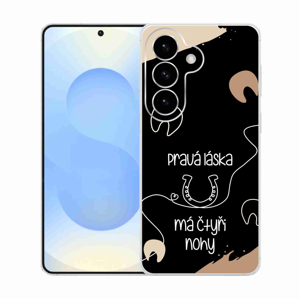 Gélový kryt mmCase na Samsung Galaxy S26 - konský motív čierne pozadie