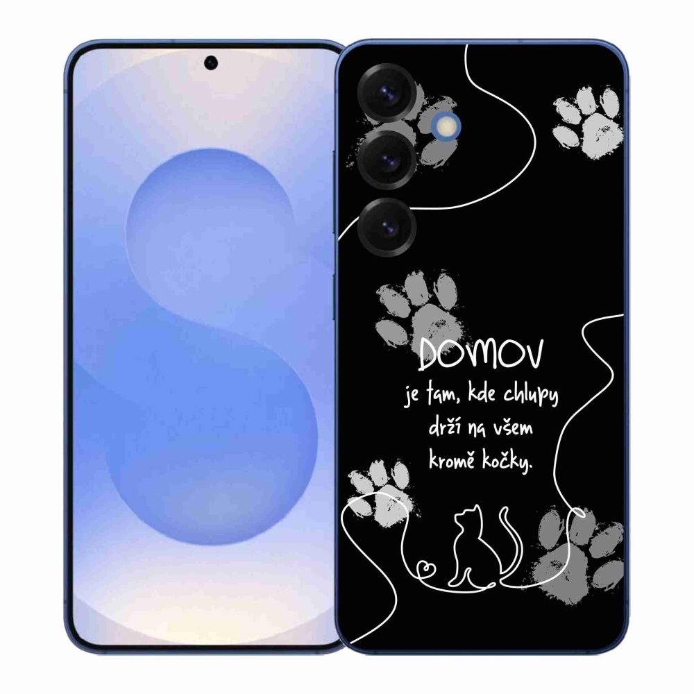 Gélový kryt mmCase na Samsung Galaxy S26+ - mačacie motív čierne pozadie