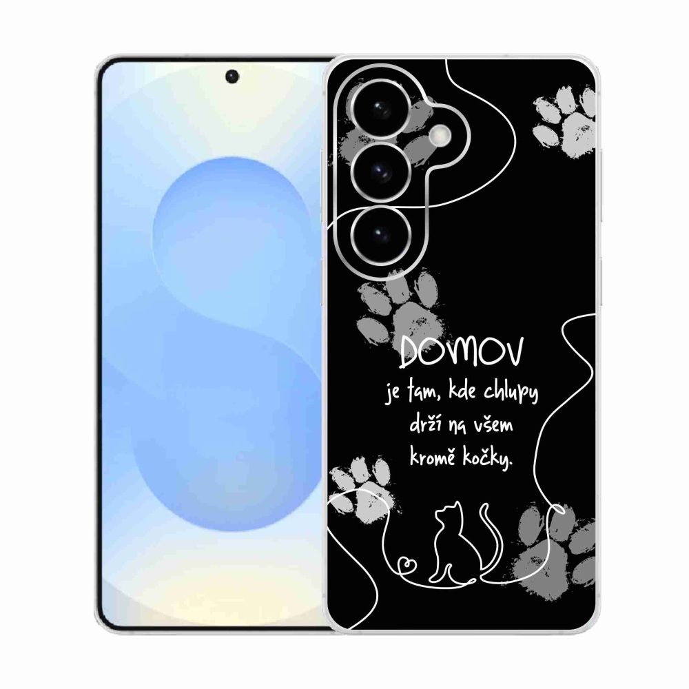 Gélový kryt mmCase na Samsung Galaxy S26 - mačacie motív čierne pozadie