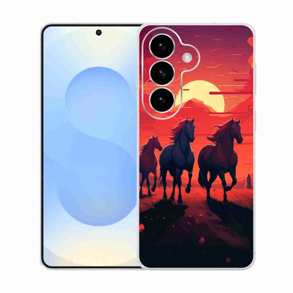 Gélový kryt mmCase na Samsung Galaxy S26 - kone a západ slnka
