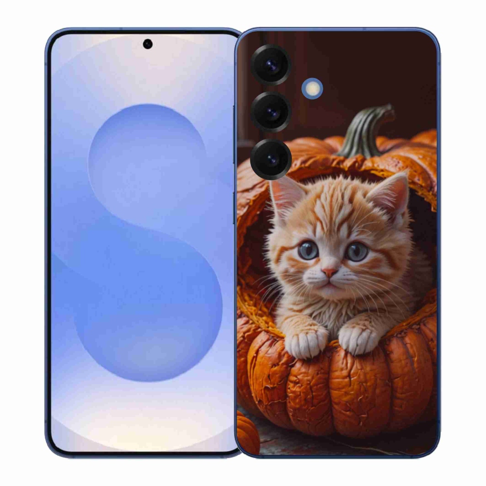 Gélový kryt mmCase na Samsung Galaxy S26+ - mačiatko a tekvica 2