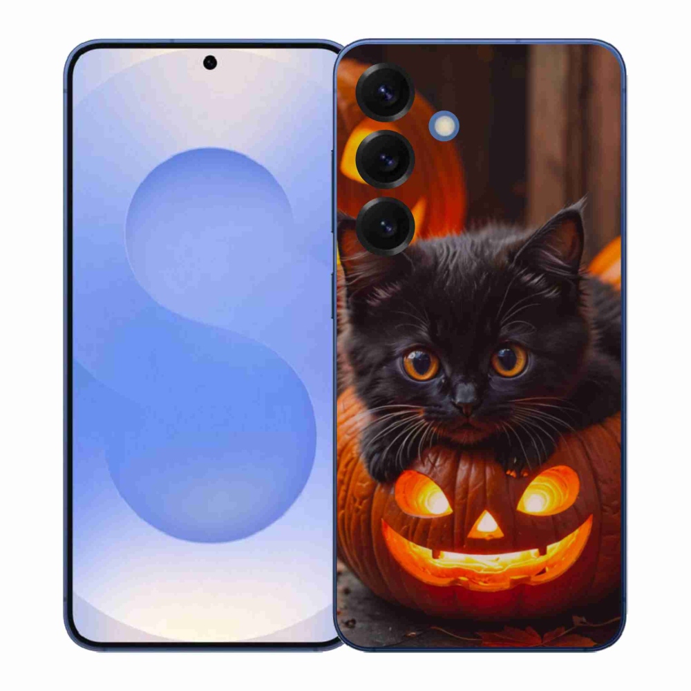 Gélový kryt mmCase na Samsung Galaxy S26+ - mačiatko a tekvica