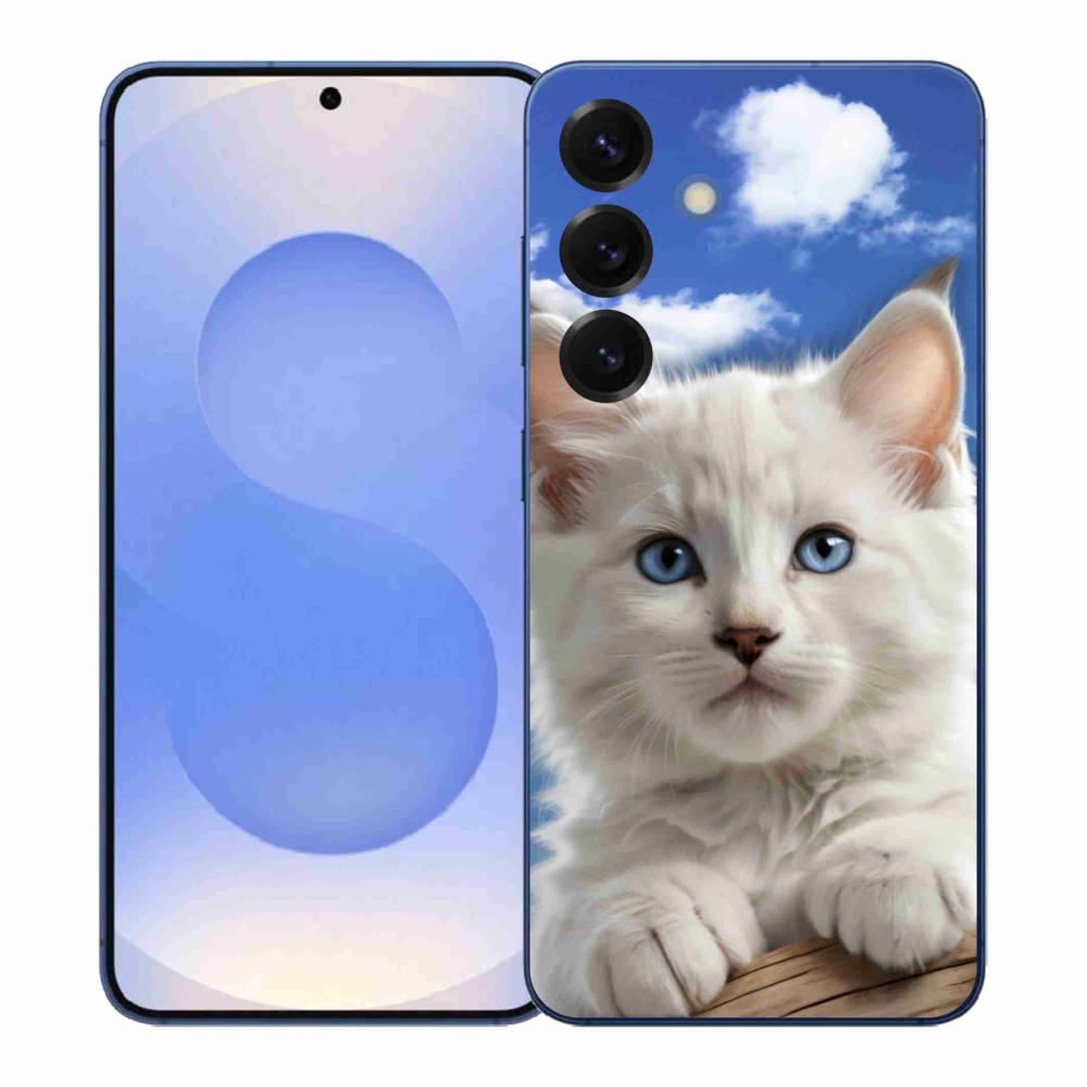 Gélový kryt mmCase na Samsung Galaxy S26+ - mačiatko a oblaky