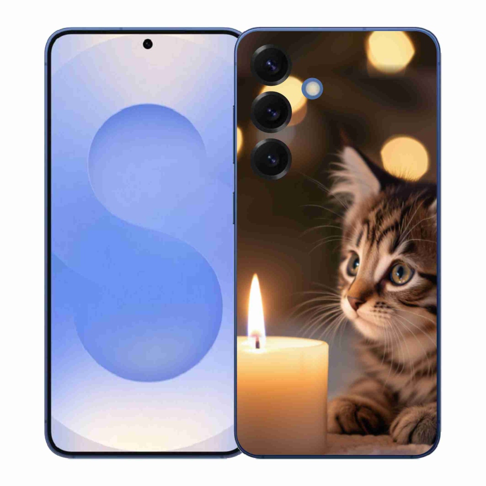 Gélový kryt mmCase na Samsung Galaxy S26+ - mačiatko a sviečka