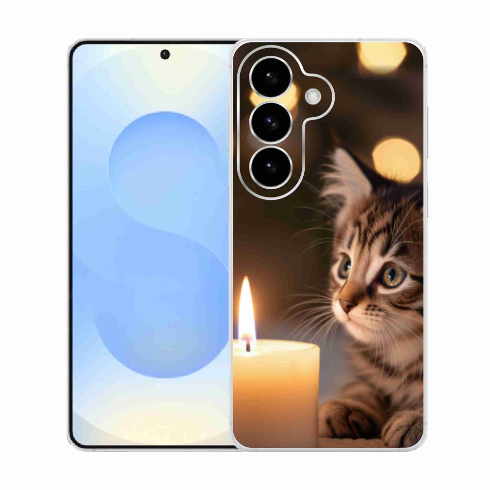 Gélový kryt mmCase na Samsung Galaxy S26 - mačiatko a sviečka