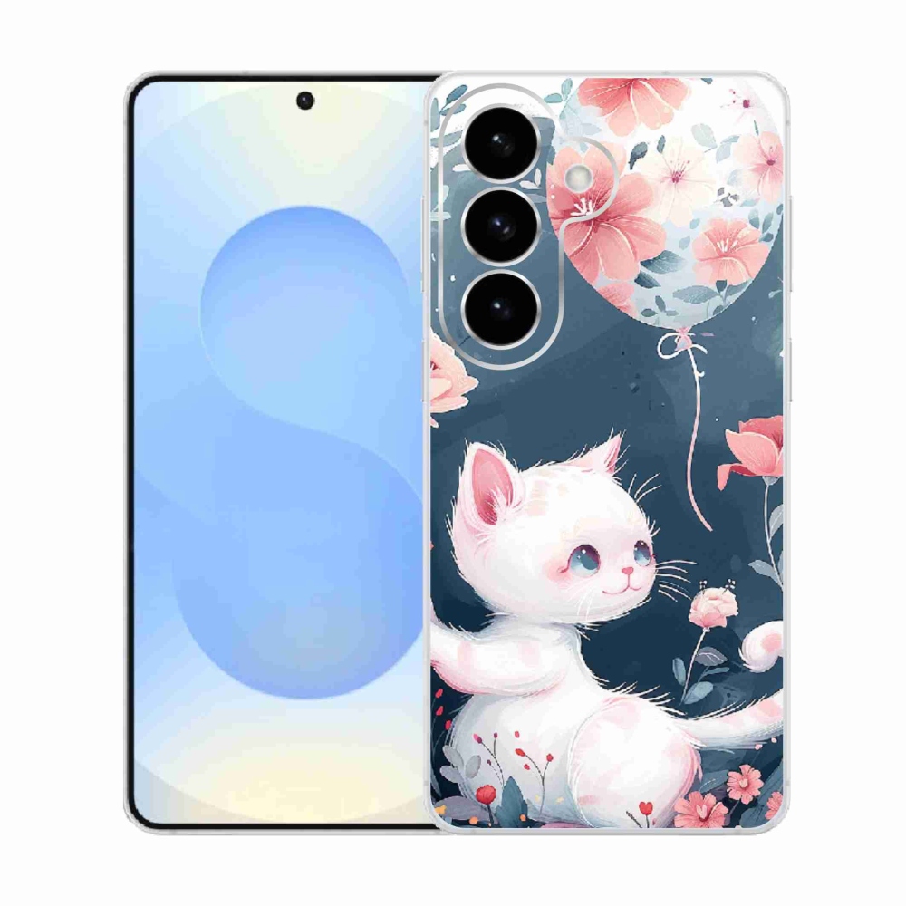 Gélový kryt mmCase na Samsung Galaxy S26 - mačiatko s balónikom