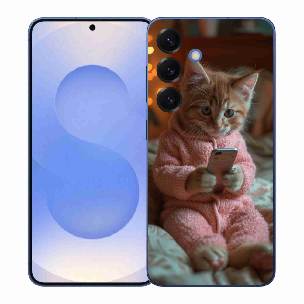 Gélový kryt mmCase na Samsung Galaxy S26+ - mačiatko s mobilom