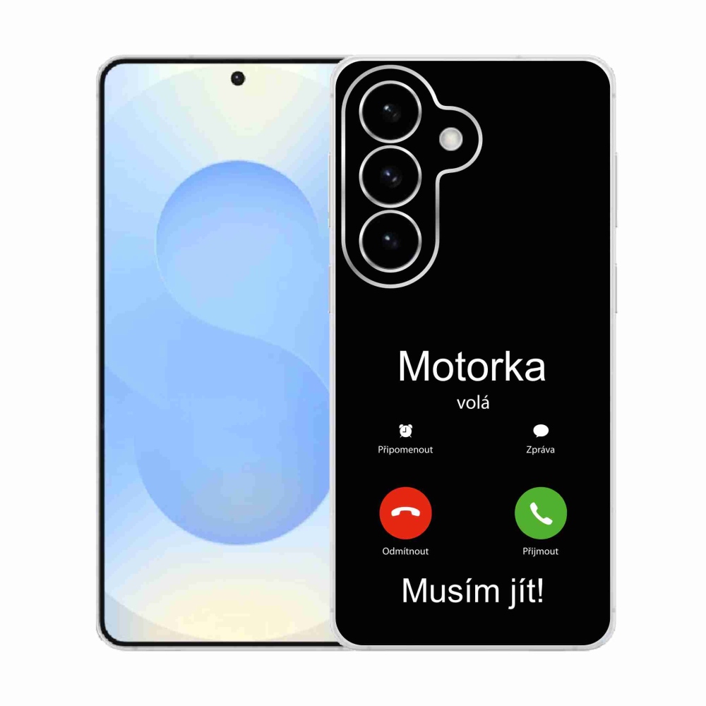 Gélový kryt mmCase na Samsung Galaxy S26 - motorka volá čierne pozadie