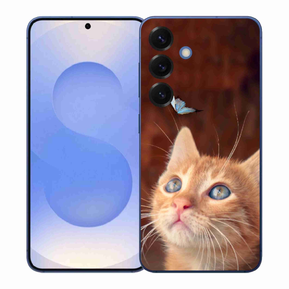 Gélový kryt mmCase na Samsung Galaxy S26+ - motýľ a mačiatko