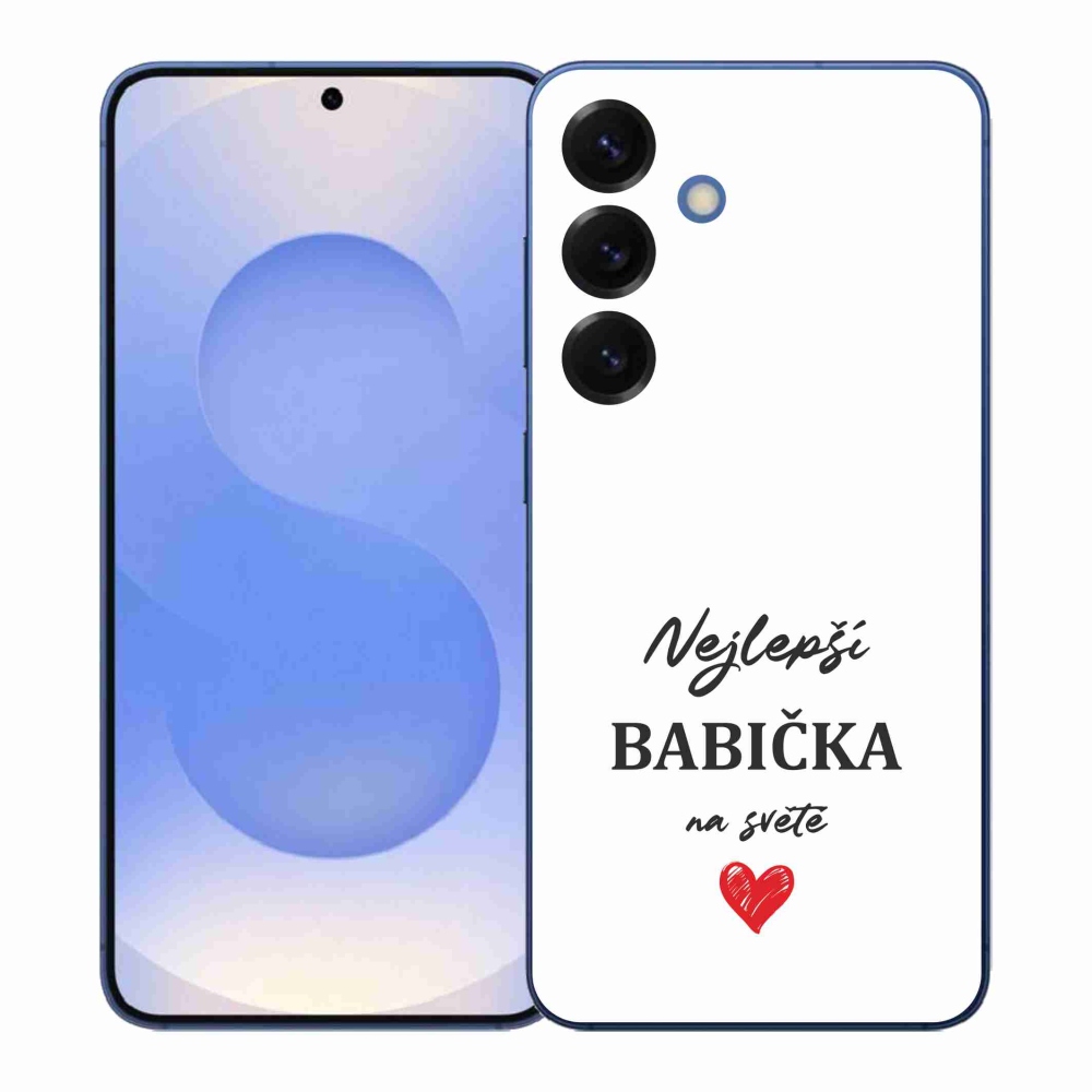 Gélový kryt mmCase na Samsung Galaxy S26+ - najlepšia babička 1 biele pozadie