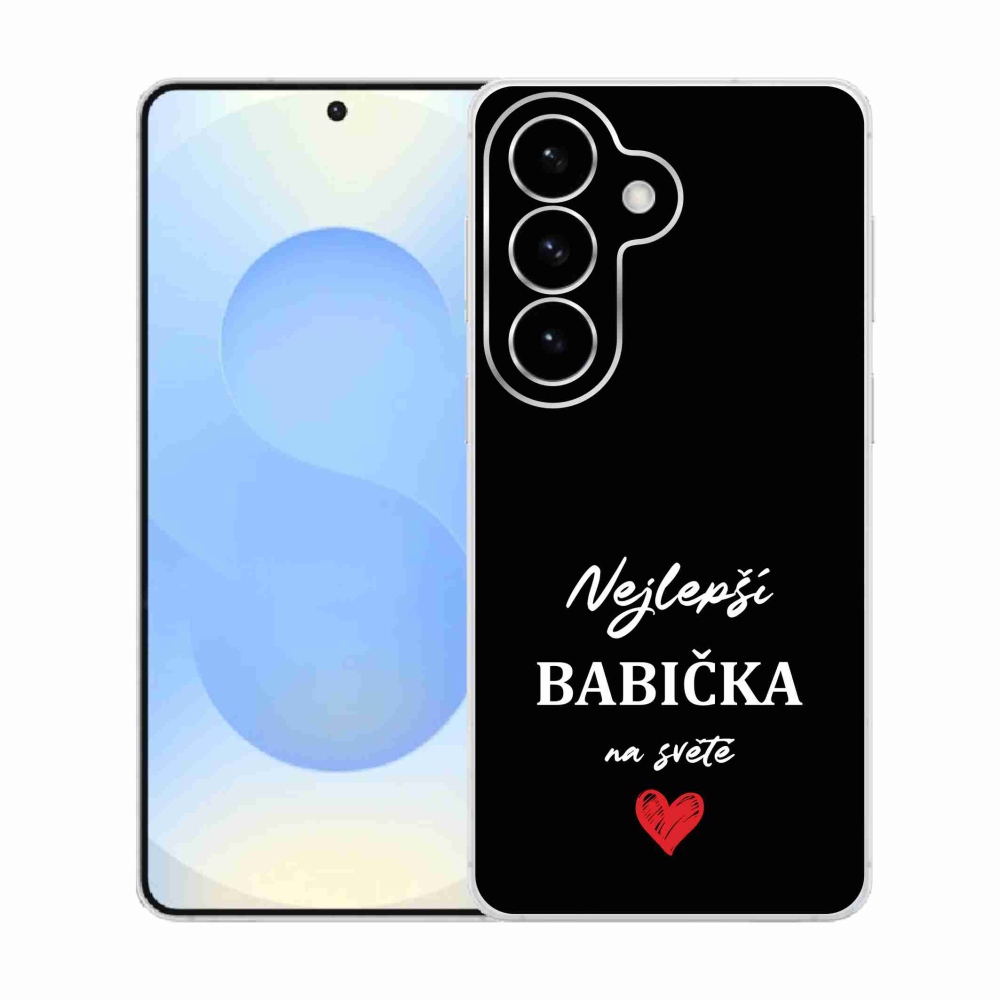 Gélový kryt mmCase na Samsung Galaxy S26 - najlepšia babička 1 čierne pozadie