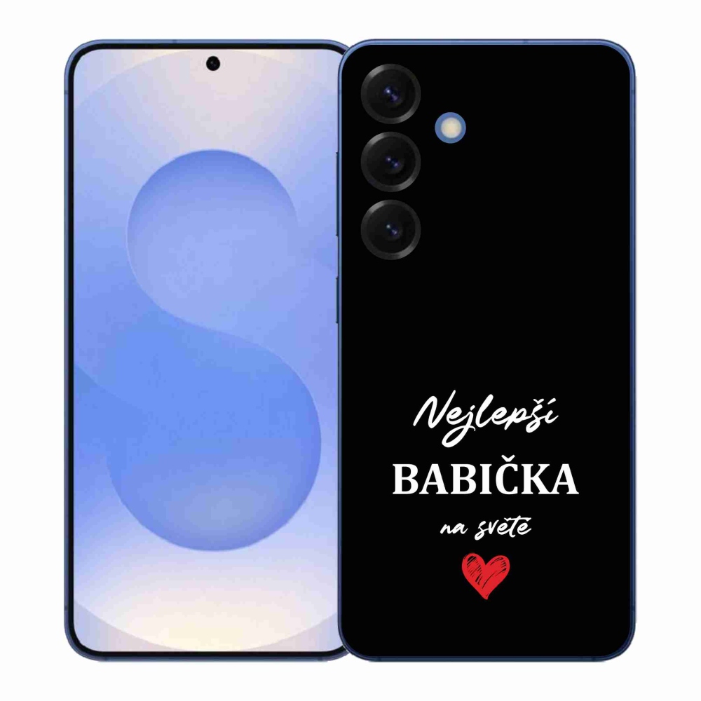 Gélový kryt mmCase na Samsung Galaxy S26+ - najlepšia babička 1 čierne pozadie