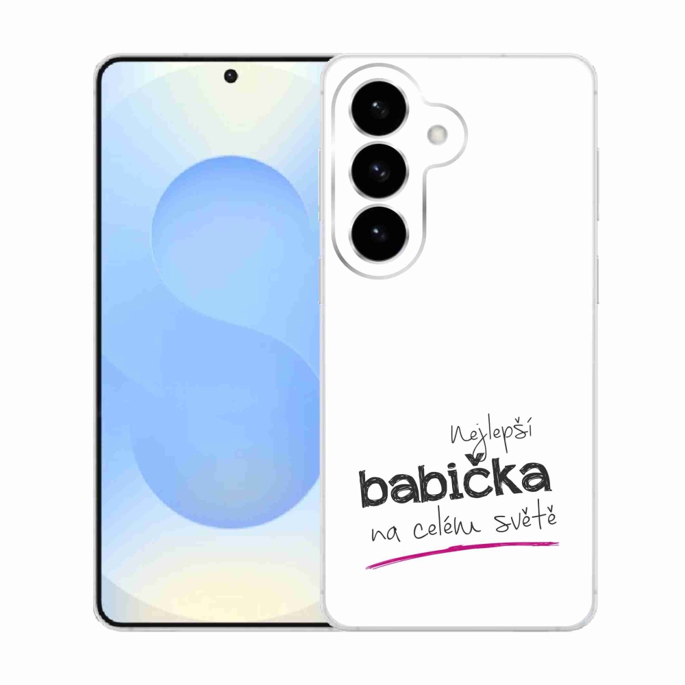 Gélový kryt mmCase na Samsung Galaxy S26 - najlepšia babička 4 biele pozadie