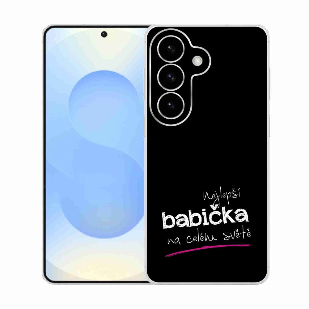 Gélový kryt mmCase na Samsung Galaxy S26 - najlepšia babička 4 čierne pozadie