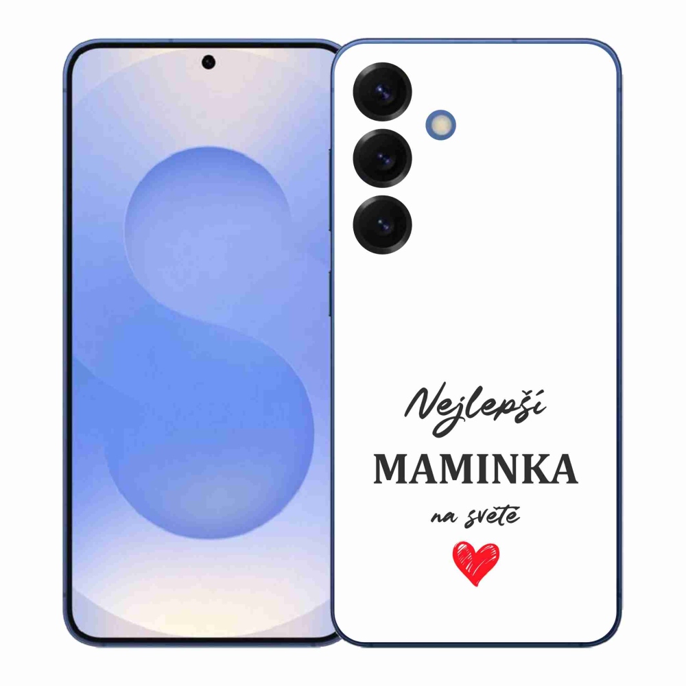 Gélový kryt mmCase na Samsung Galaxy S26+ - najlepšia mamička 1 biele pozadie
