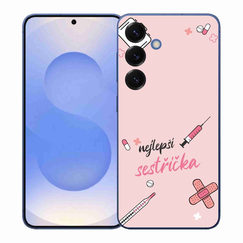 Gélový kryt mmCase na Samsung Galaxy S26+ - najlepšia sestrička ružové pozadie