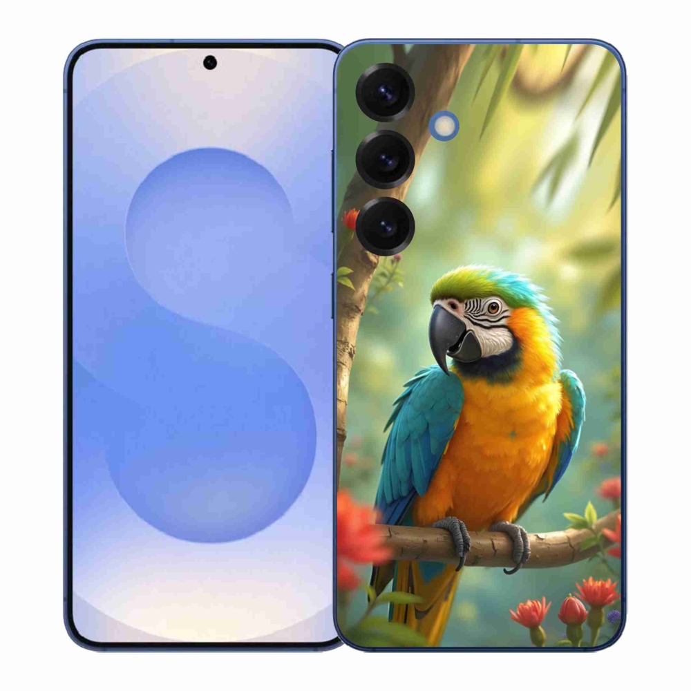 Gélový kryt mmCase na Samsung Galaxy S26+ - papagáj ara modrožltá