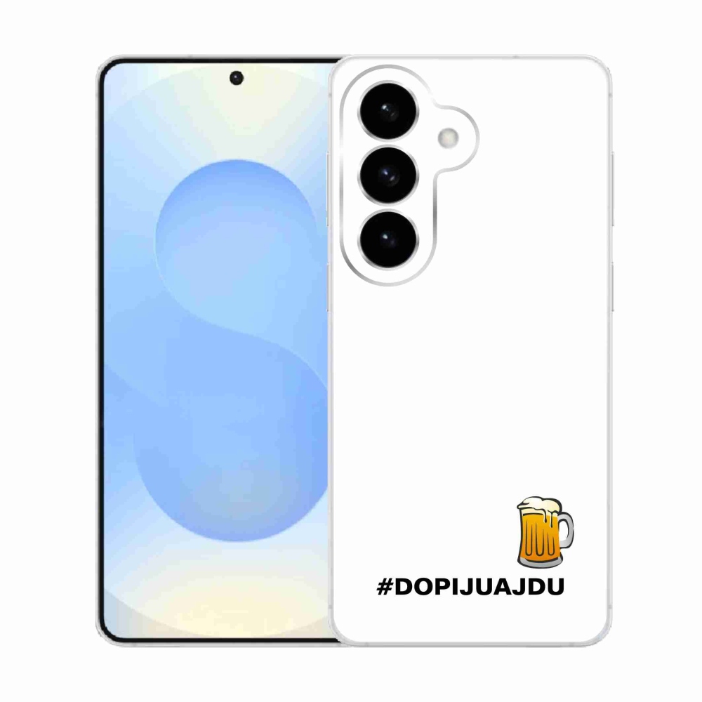 Gélový kryt mmCase na Samsung Galaxy S26 - pivný motív 1 biele pozadie