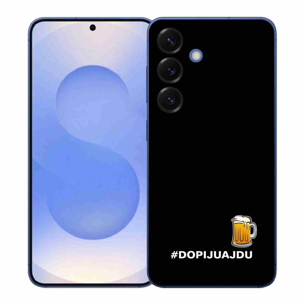 Gélový kryt mmCase na Samsung Galaxy S26+ - pivný motív 1 čierne pozadie