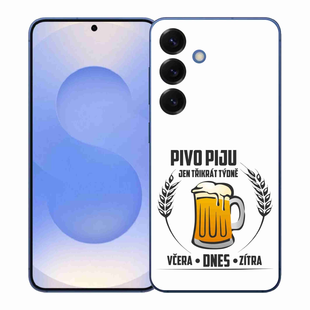 Gélový kryt mmCase na Samsung Galaxy S26+ - pivný motív biele pozadie