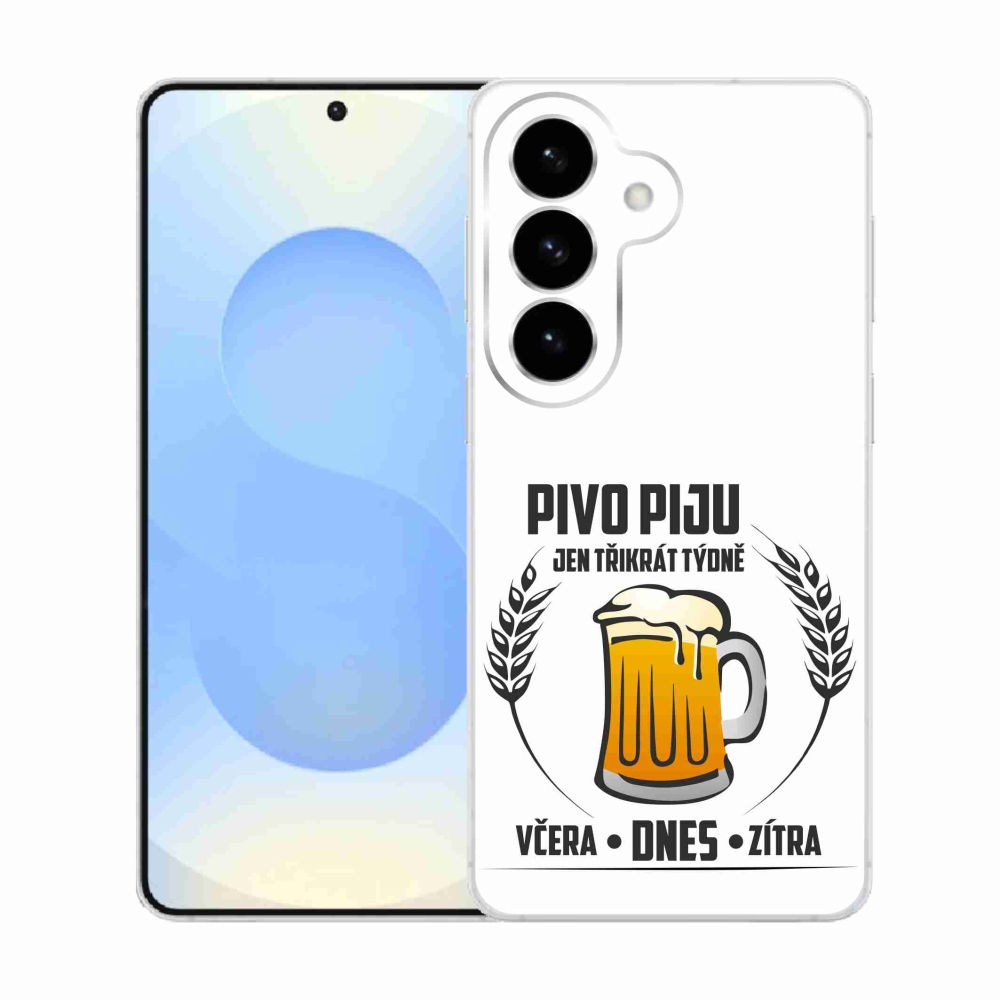 Gélový kryt mmCase na Samsung Galaxy S26 - pivný motív biele pozadie