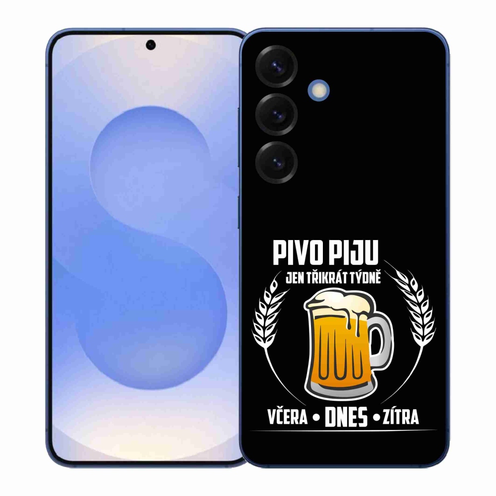 Gélový kryt mmCase na Samsung Galaxy S26+ - pivný motív čierne pozadie