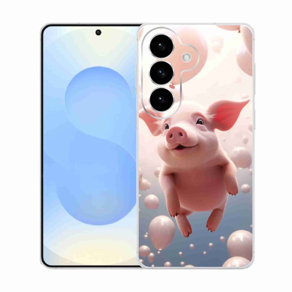 Gélový kryt mmCase na Samsung Galaxy S26 - prasiatko s balónikmi