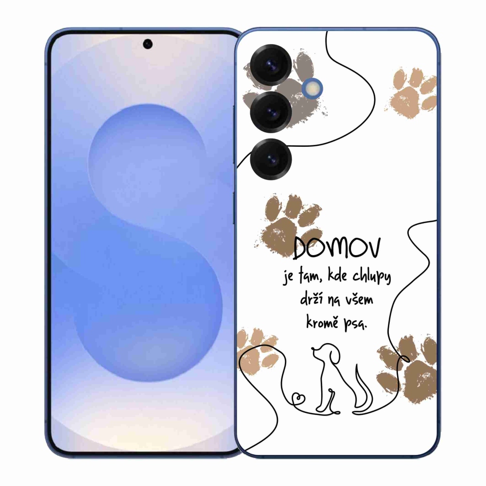 Gélový kryt mmCase na Samsung Galaxy S26+ - psí motív biele pozadie