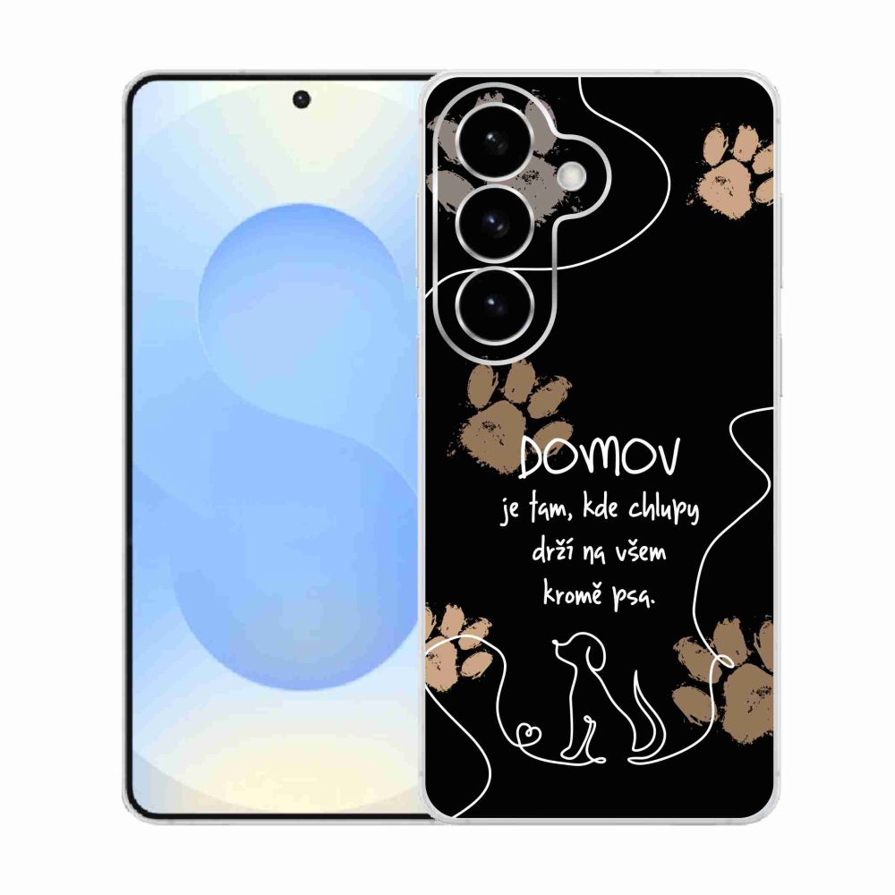 Gélový kryt mmCase na Samsung Galaxy S26 - psí motív čierne pozadie