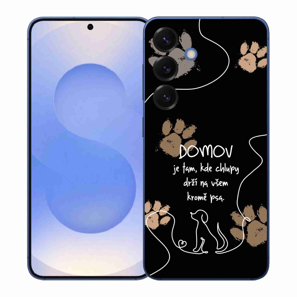 Gélový kryt mmCase na Samsung Galaxy S26+ - psí motív čierne pozadie