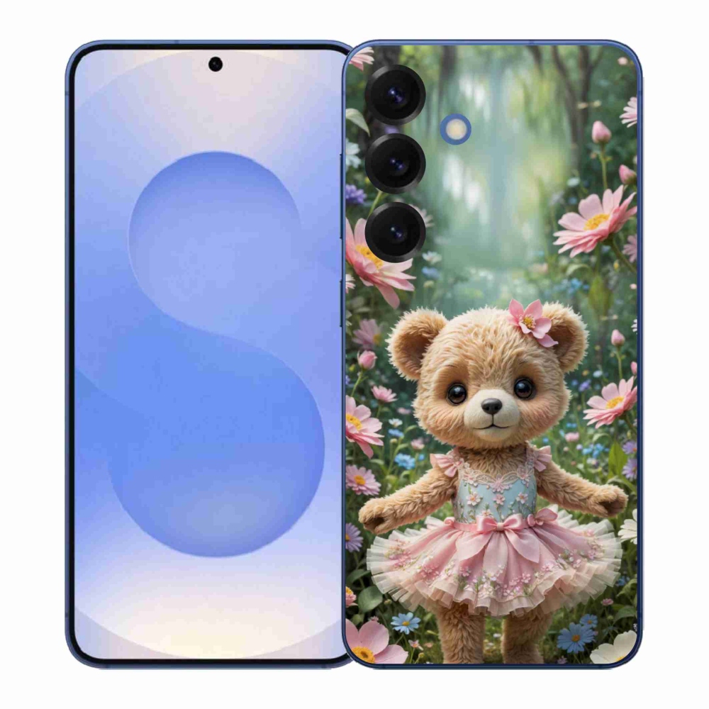 Gélový kryt mmCase na Samsung Galaxy S26+ - roztomilý medvedík v kvetoch