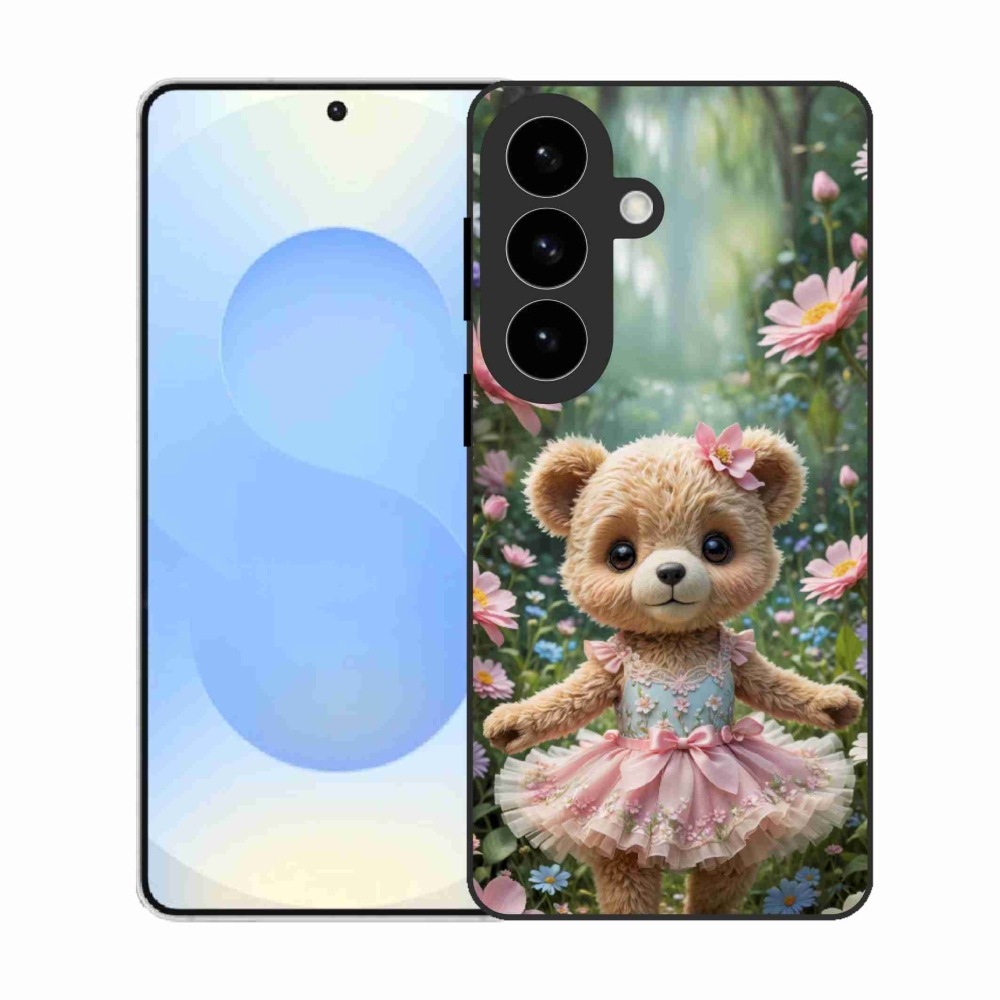 Gélový kryt mmCase na Samsung Galaxy S26 - roztomilý medvedík v kvetoch