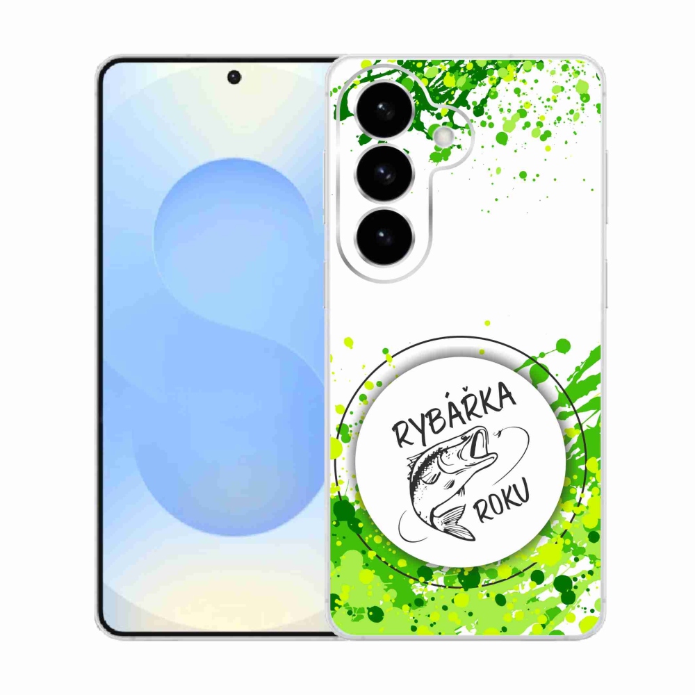 Gélový kryt mmCase na Samsung Galaxy S26 - rybárka roku biele pozadie